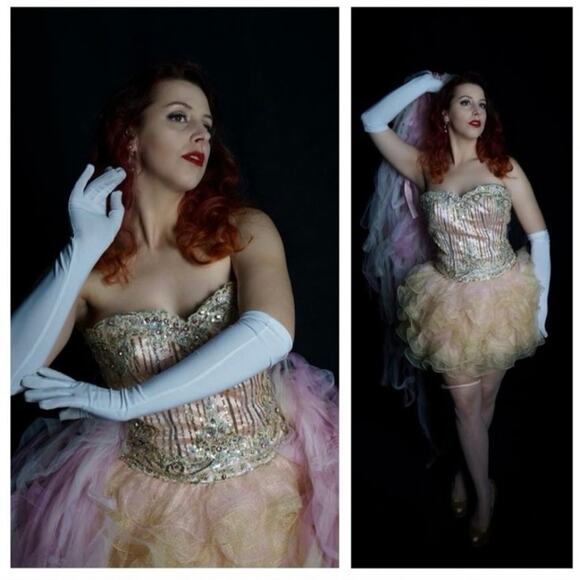 Y2K Moulin Rouge dress pink ruffle - Picture 3 of 12